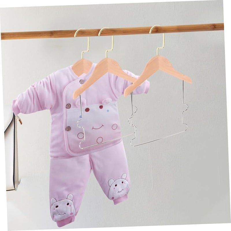 Cabilock 4 Pack Wooden Baby Clothes Hangers Space Saving Drying Rack For Home Shop - Image 5